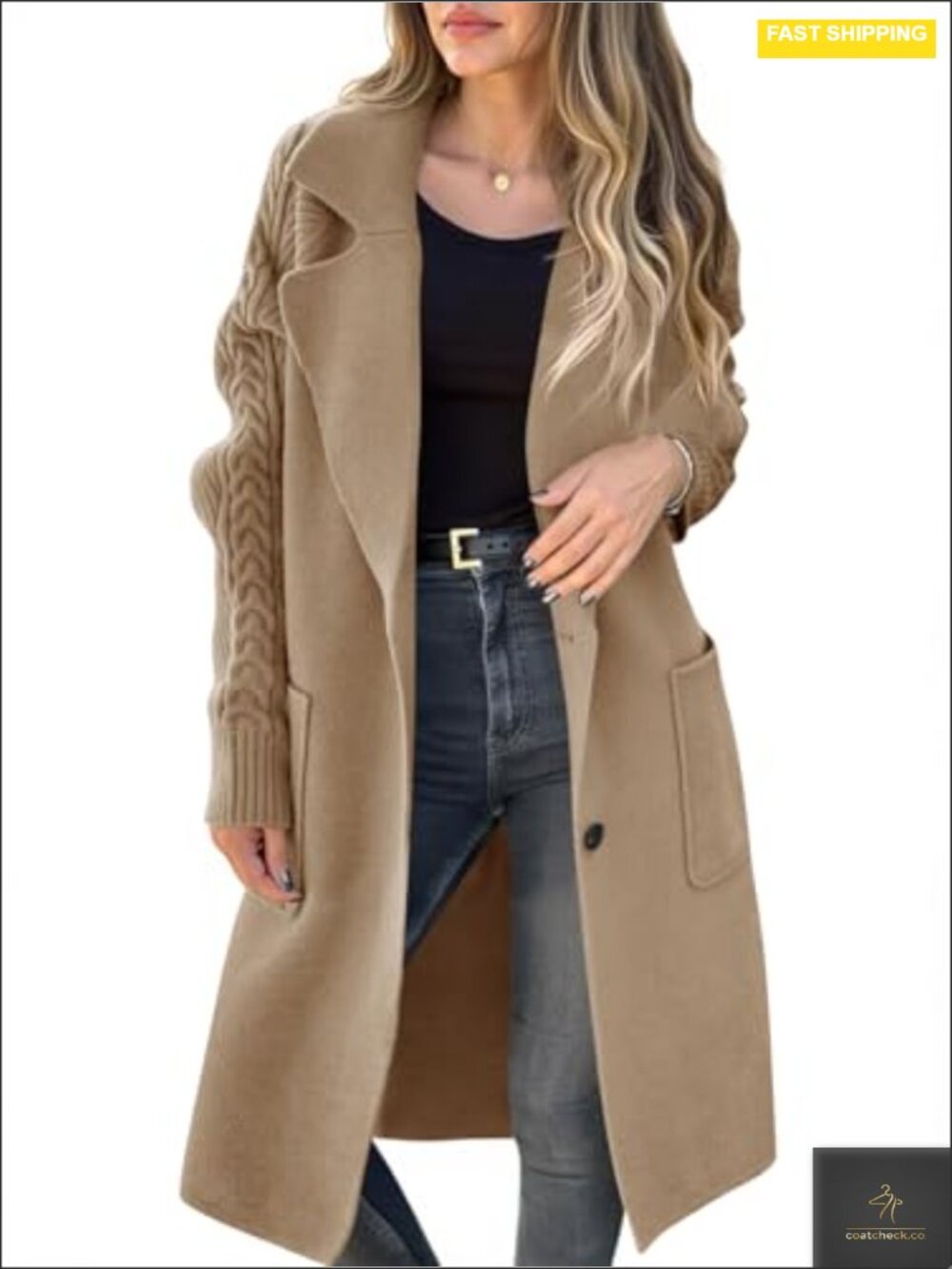 Women's Long Cardigan Sweater Chunky Knit Open Front Button Lapel Casual